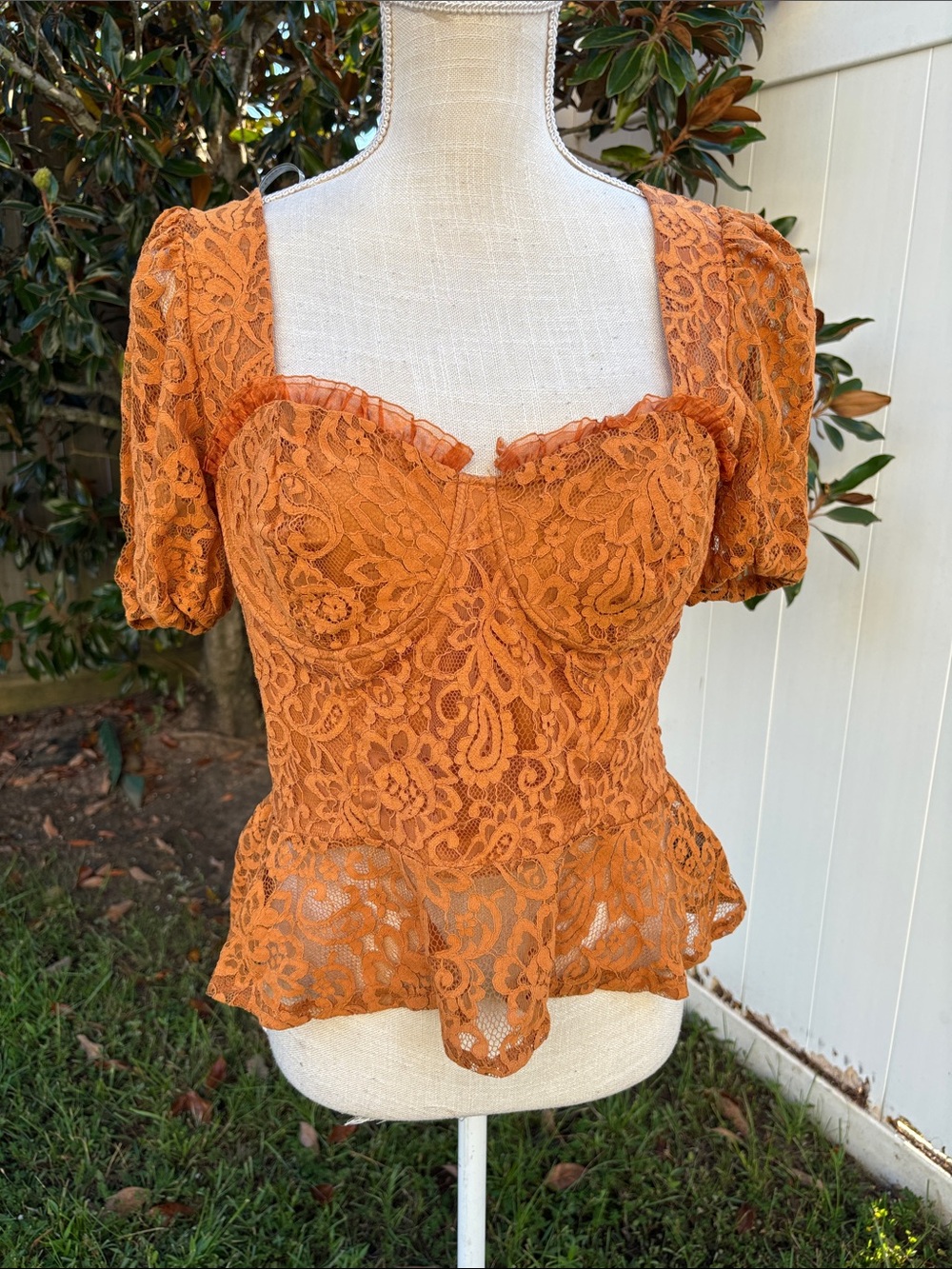 Elegant Lace Orange/mustard Top